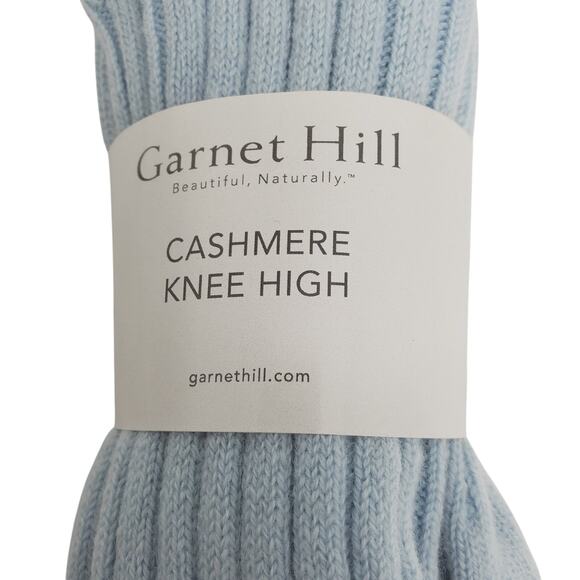 NEW Garnet Hill Socks Knee High 9-11 Rainwater Blue 82% Cashmere Warm Holiday - Picture 3 of 4